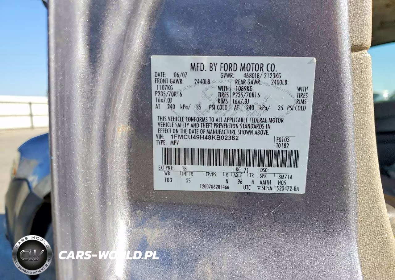 2008 Ford Escape Hev VIN:1FMCU49H48KB02382 - 12