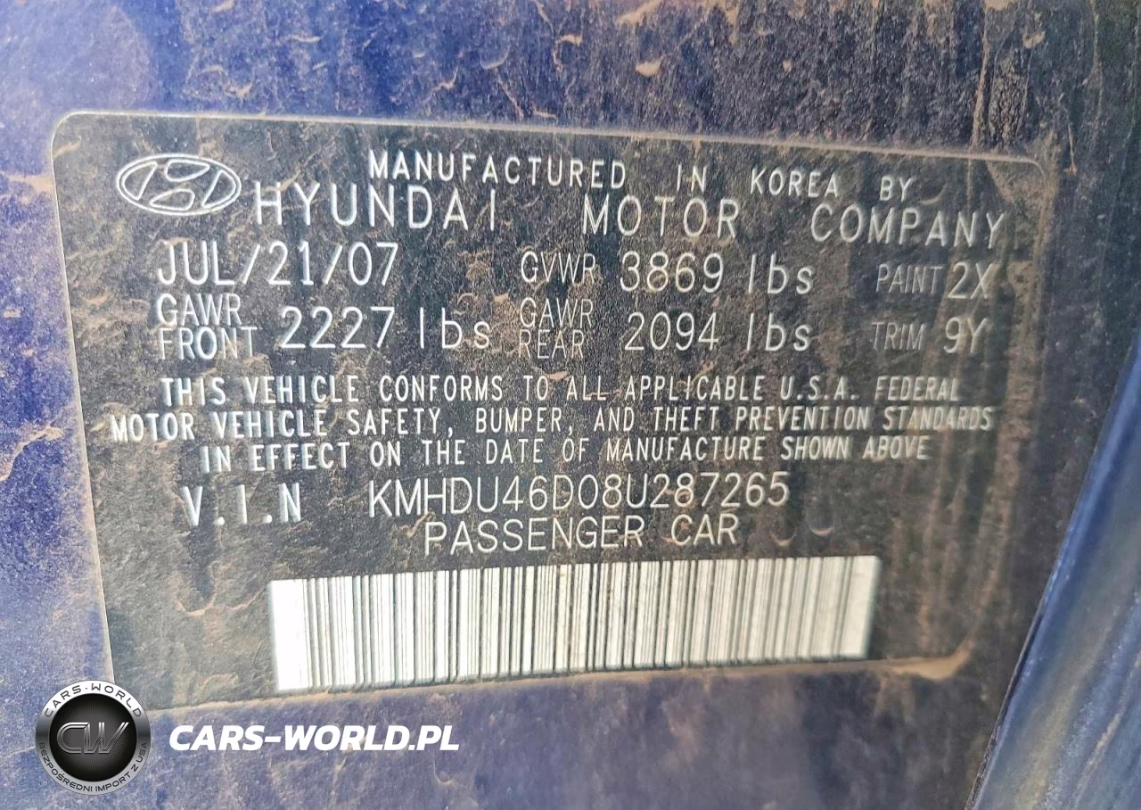 2008 Hyundai Elantra Gls VIN:KMHDU46D08U287265 - 12