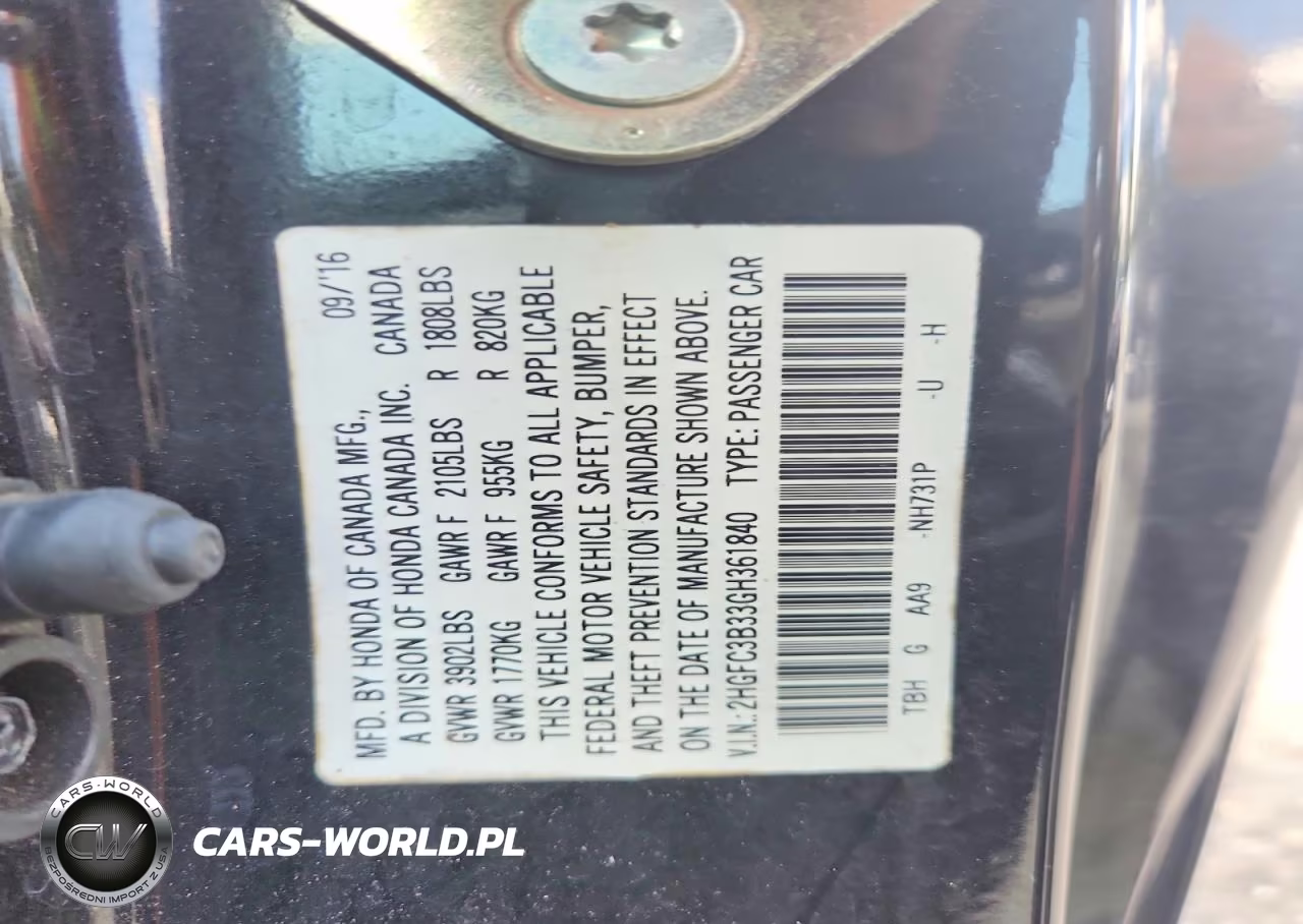 2016 Honda Civic Ex VIN:2HGFC3B33GH361840 - 13
