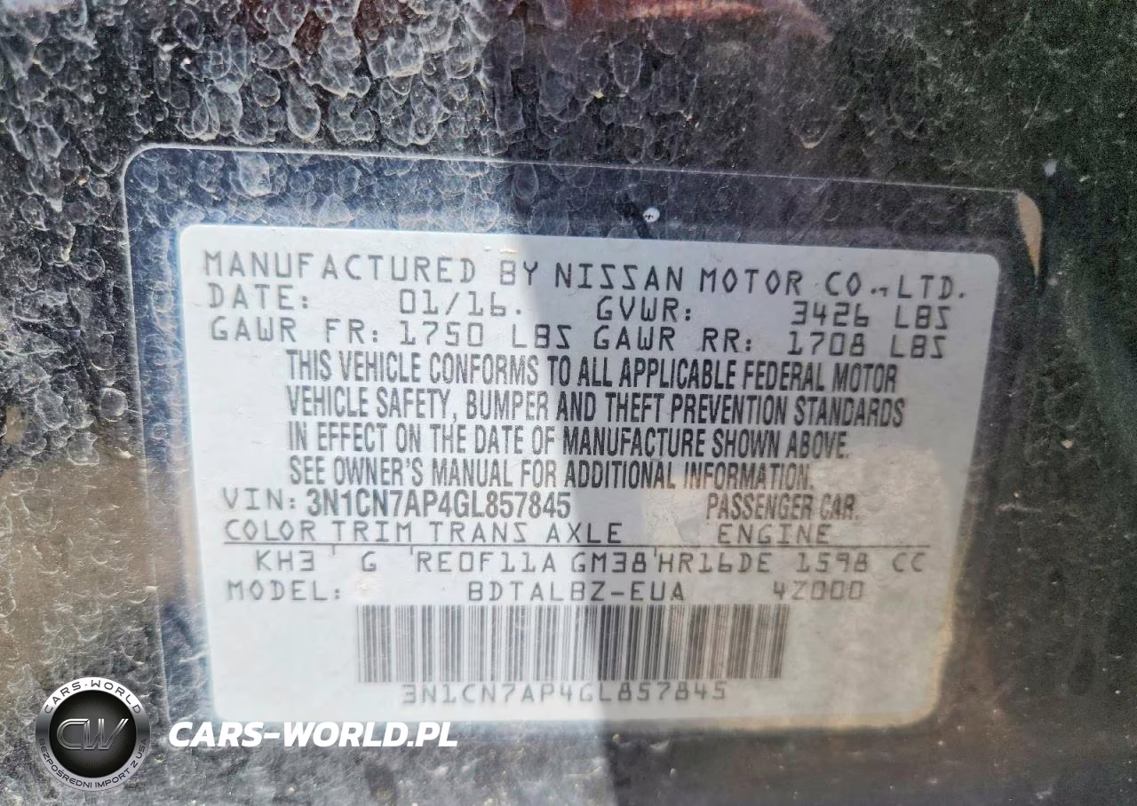 2016 Nissan Versa 1.6 Sv VIN:3N1CN7AP4GL857845 - 12