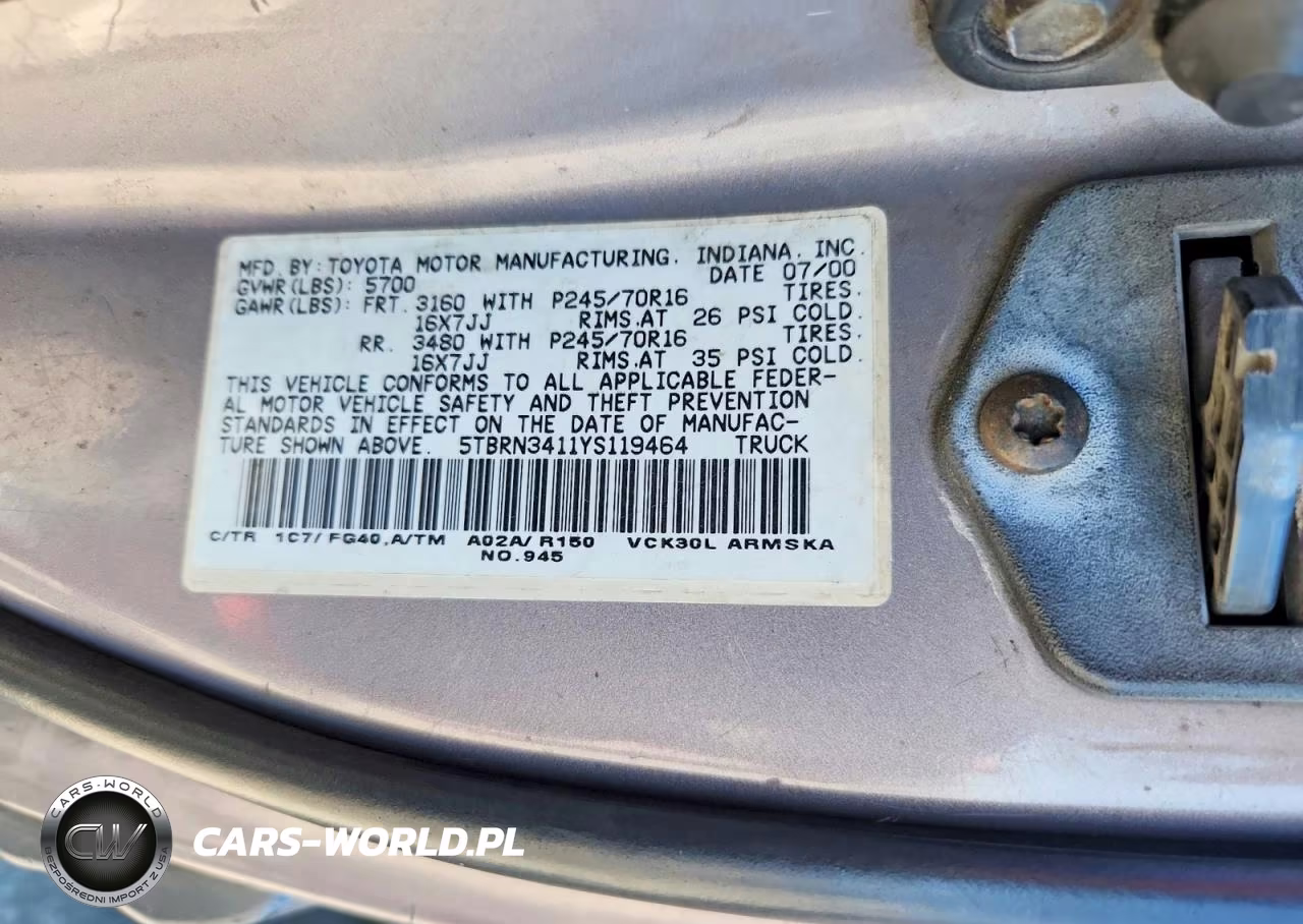 2000 Toyota Tundra Access Cab Sr5 VIN:5TBRN3411YS119464 - 12