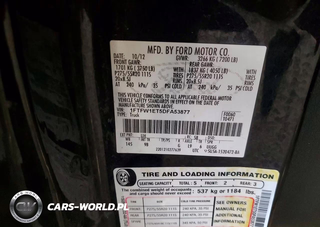 2013 Ford F150 Supercrew VIN:1FTFW1ET5DFA53877 - 12