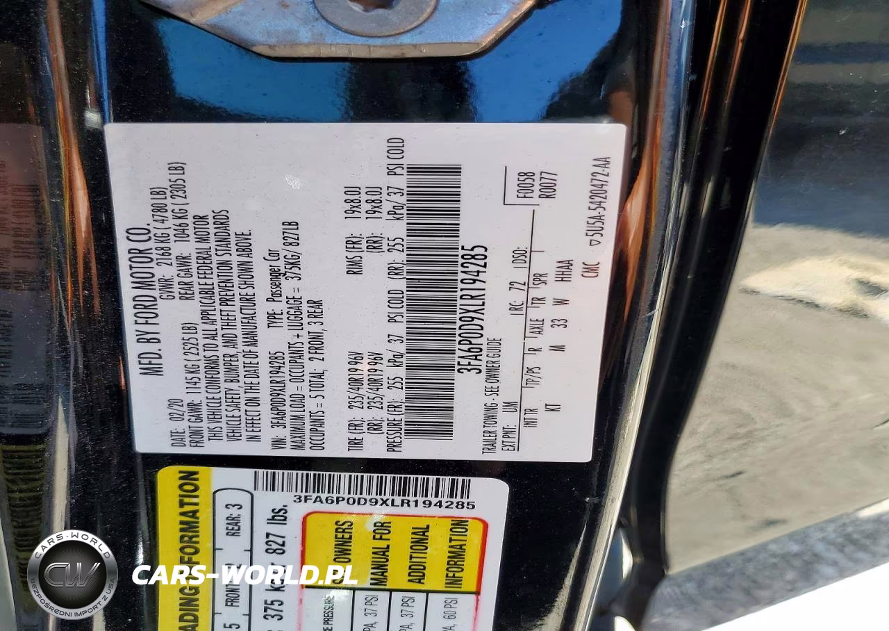 2020 Ford Fusion Titanium VIN:3FA6P0D9XLR194285 - 12