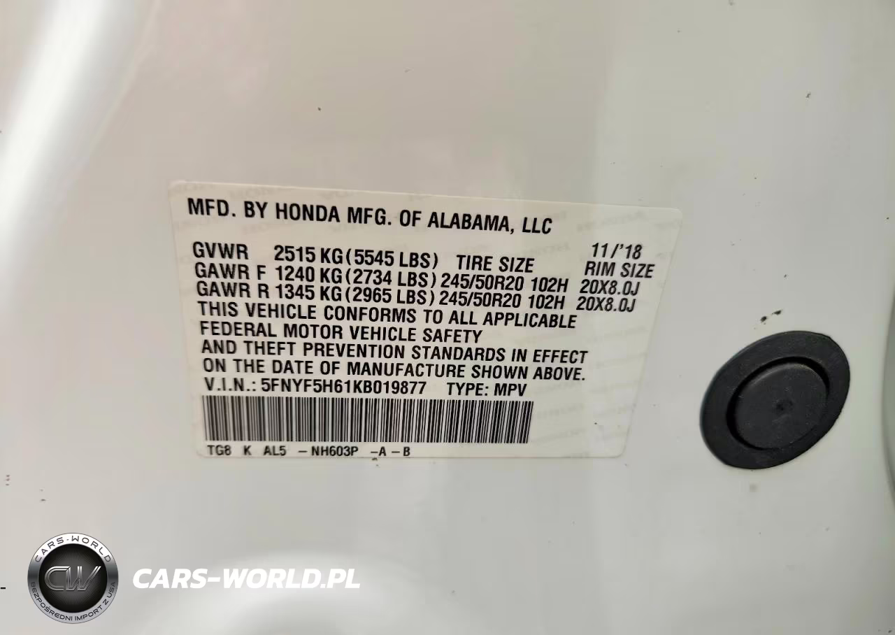 2019 Honda Pilot Touring VIN:5FNYF5H61KB019877 - 13