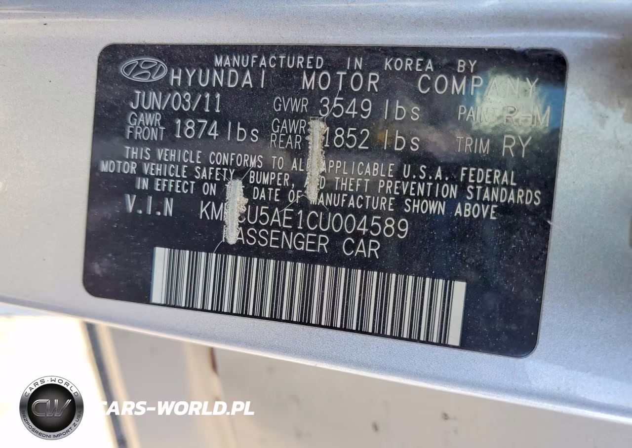 2012 Hyundai Accent Se VIN:KMHCU5AE1CU004589 - 12