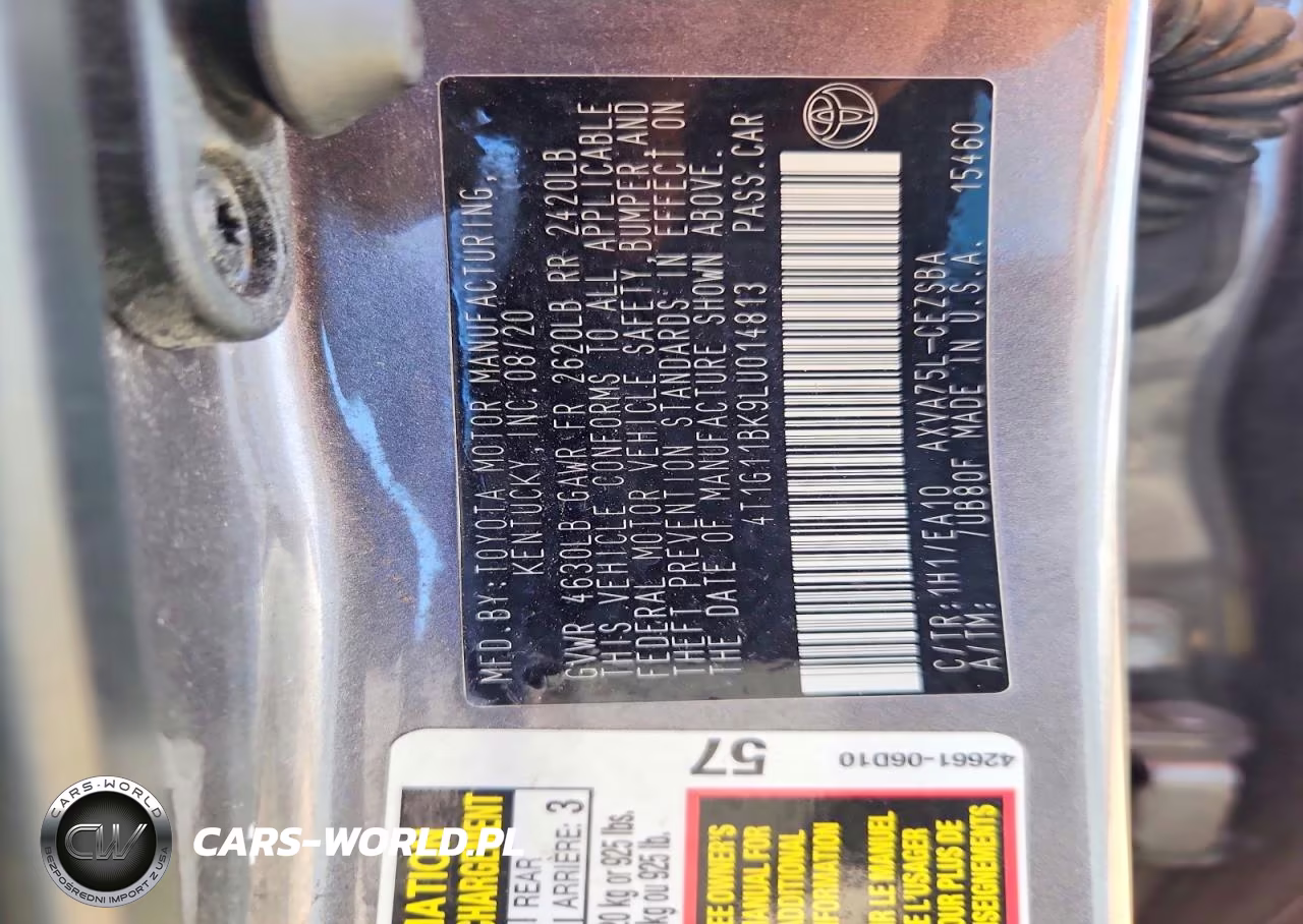 2020 Toyota Camry Se VIN:4T1G11BK9LU014813 - 12