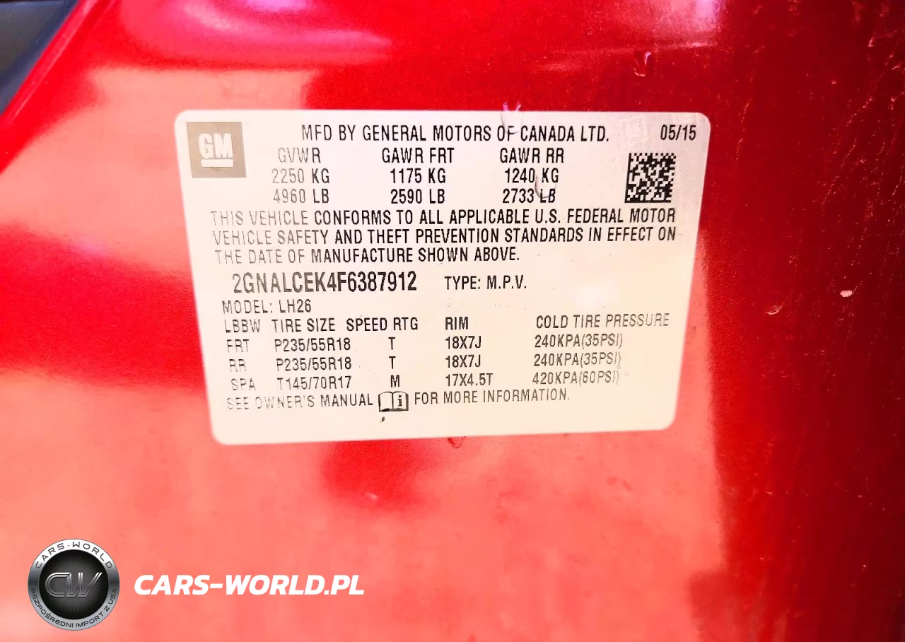 2015 Chevrolet Equinox Lt VIN:2GNALCEK4F6387912 - 12