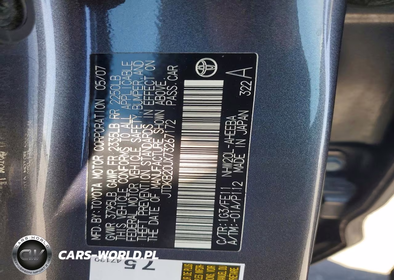 2007 Toyota Prius Base VIN:JTDKB20UX73267172 - 12