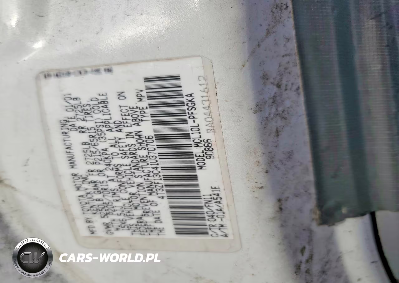 2001 Toyt Sienna VIN:4T3ZF13C41U370706 - 13