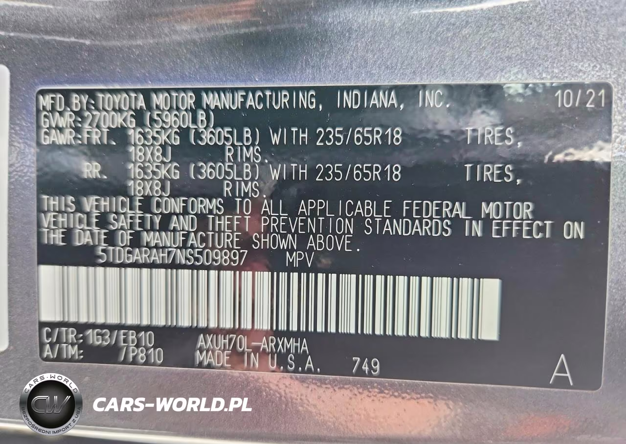 2022 Toyota Highlander Hybrid Xle VIN:5TDGARAH7NS509897 - 13