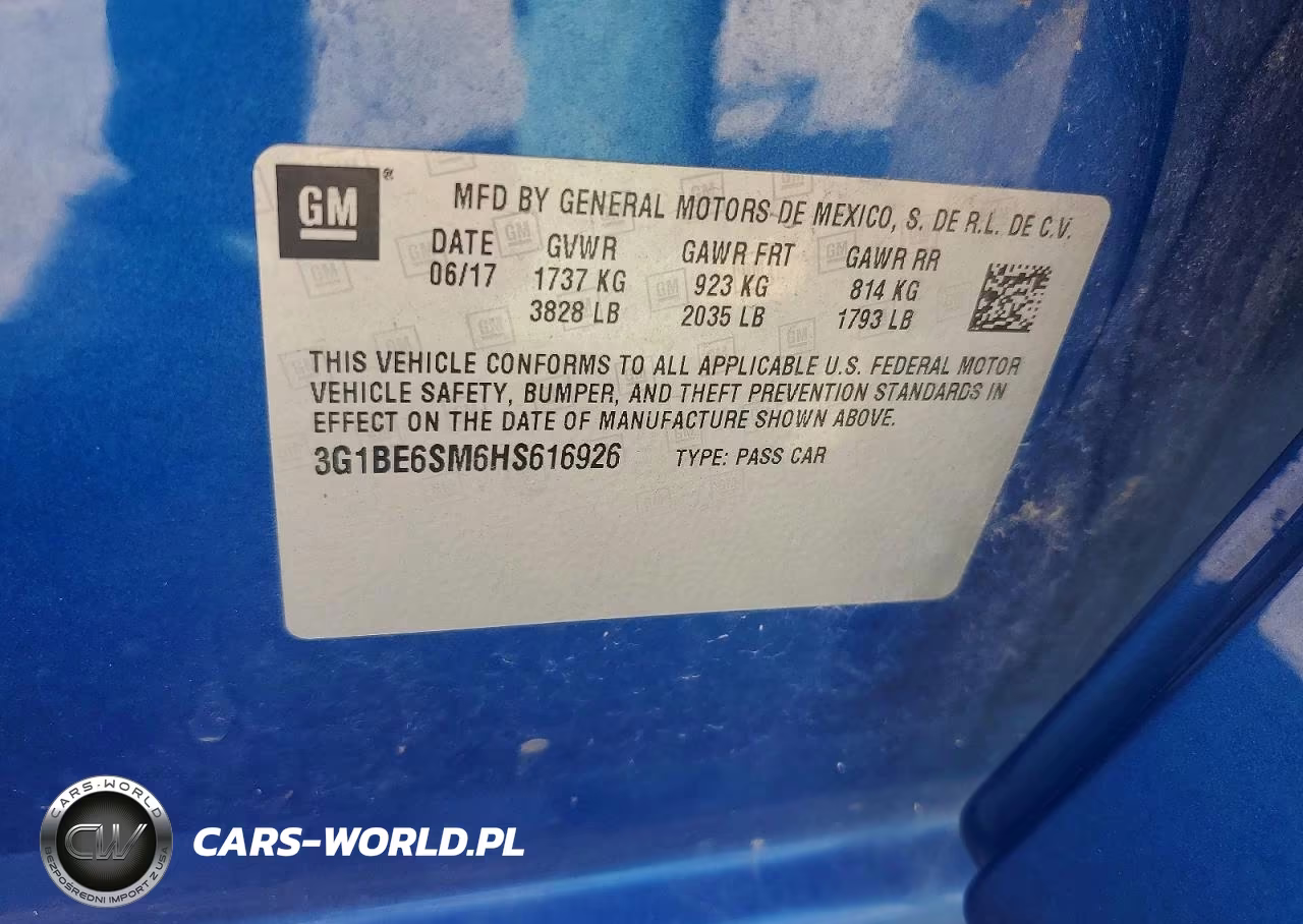 2017 Chevrolet Cruze Lt VIN:3G1BE6SM6HS616926 - 12