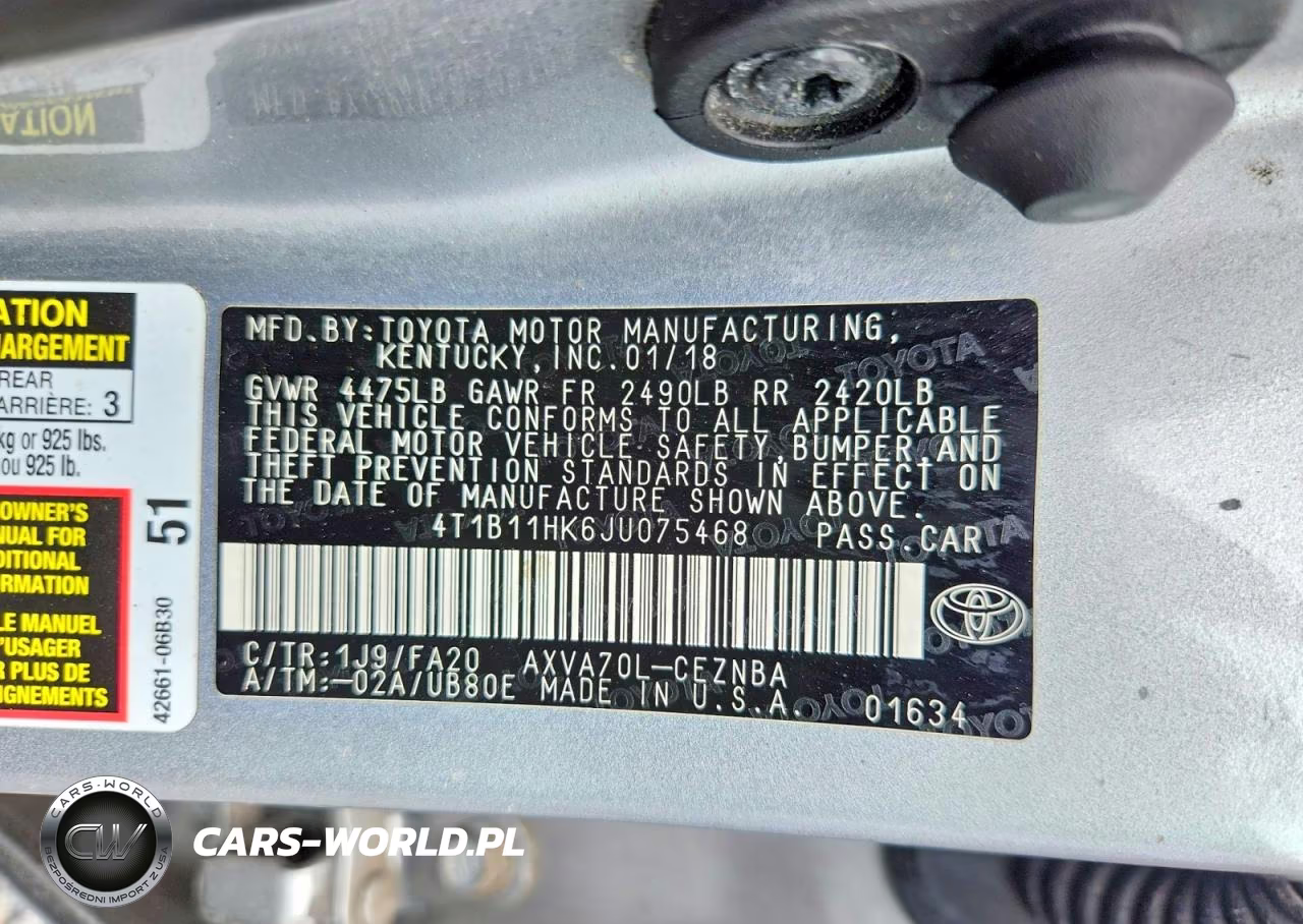 2018 Toyota Camry Le VIN:4T1B11HK6JU075468 - 12