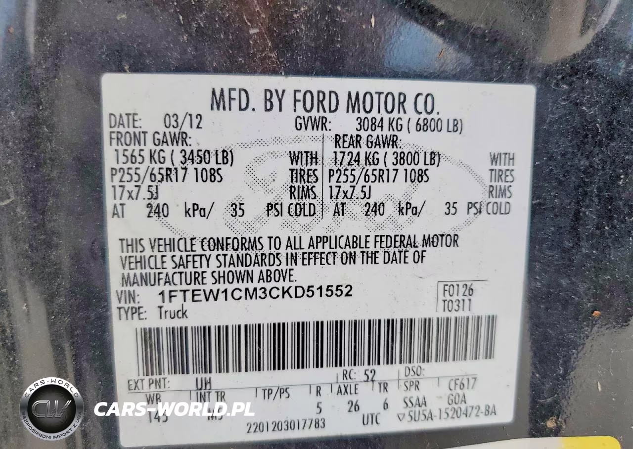 2012 Ford F150 Supercrew VIN:1FTEW1CM3CKD51552 - 13
