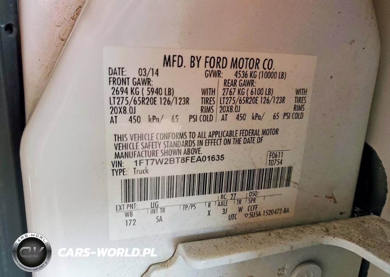2015 Ford F250 Super Duty VIN:1FT7W2BT8FEA01635 - 12