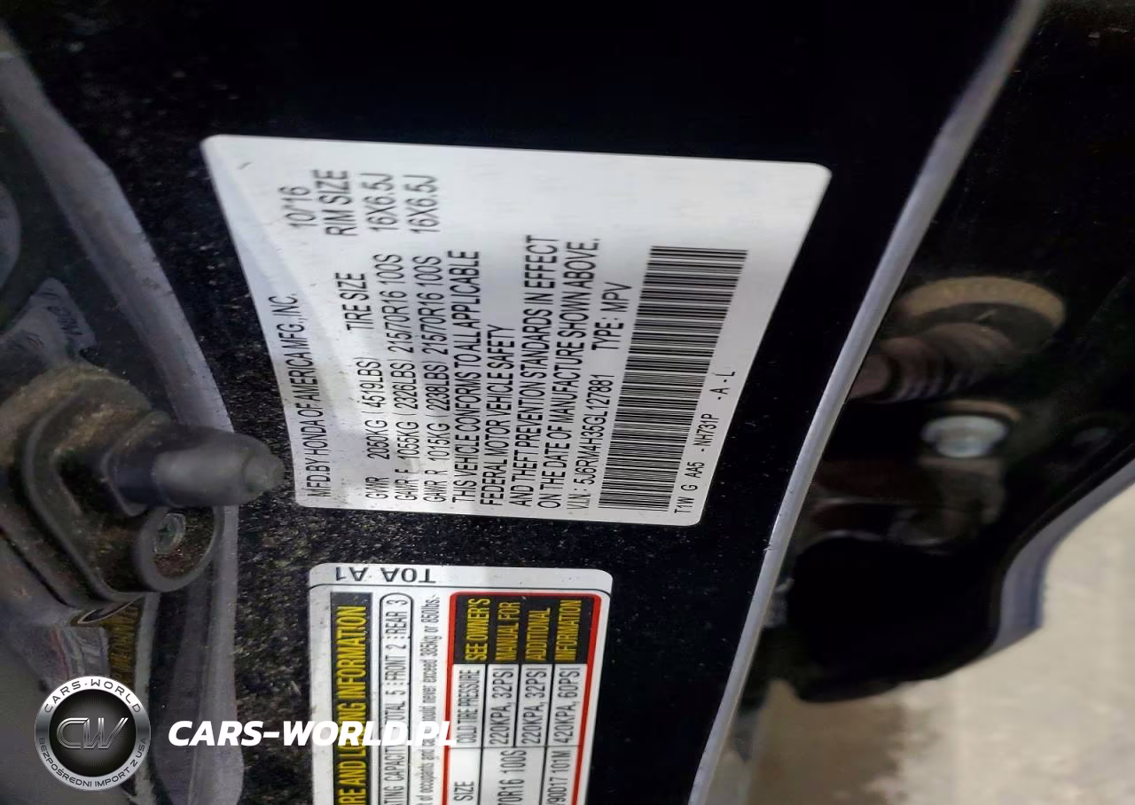 2016 Honda Cr-V Lx VIN:5J6RM4H35GL127881 - 13