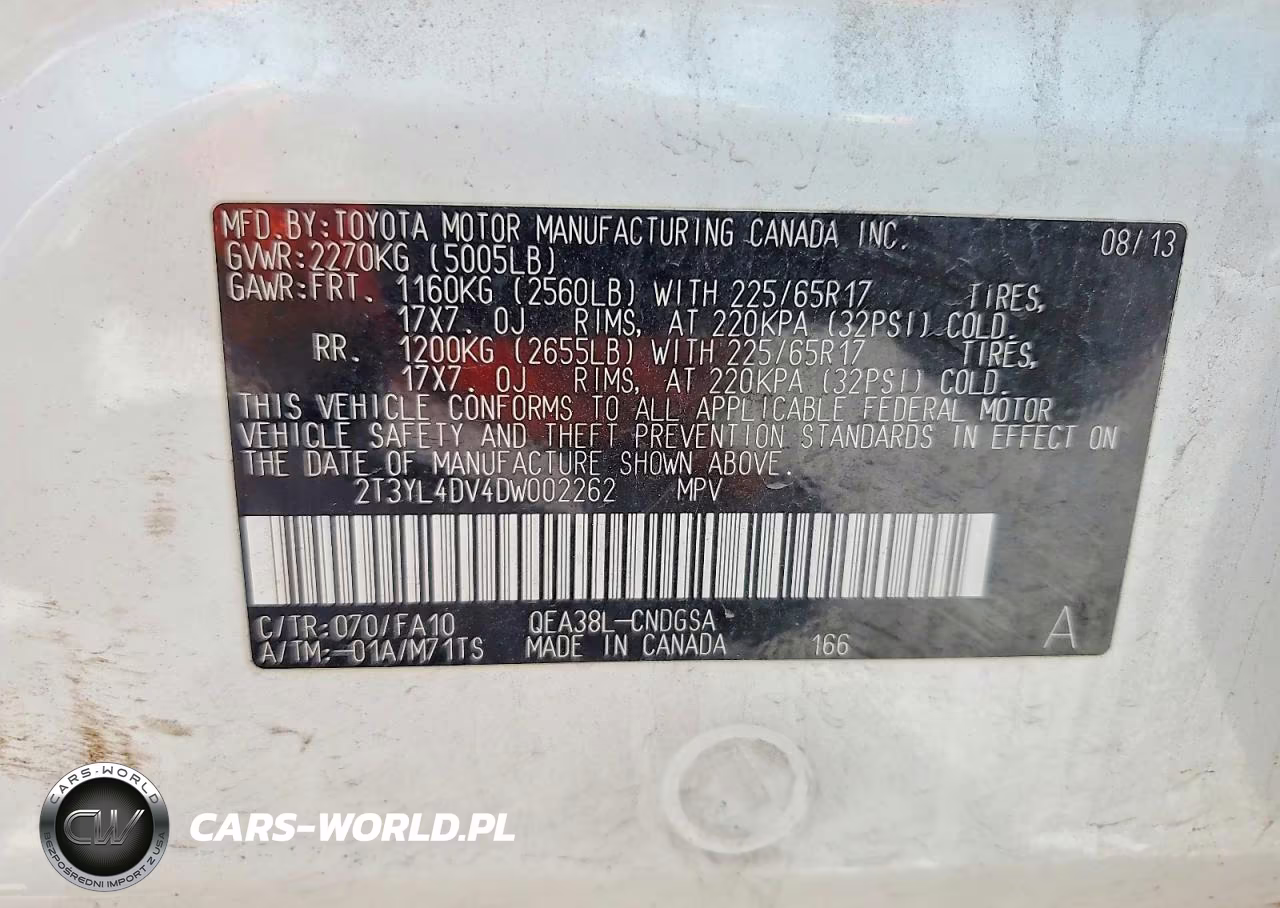 2013 Toyota Rav4 Ev Base VIN:2T3YL4DV4DW002262 - 13
