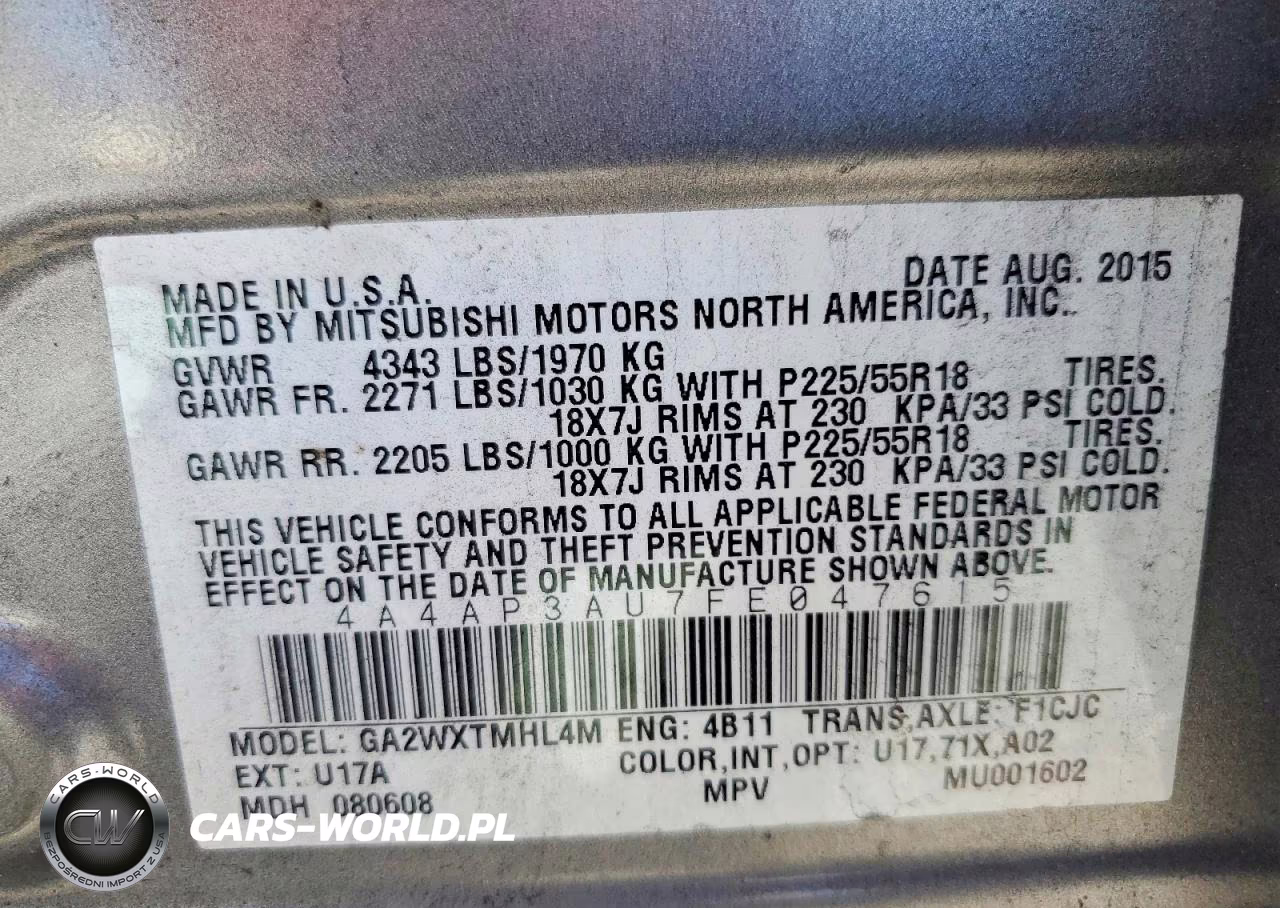 2015 Mitsubishi Outlander Sport Es VIN:4A4AP3AU7FE047615 - 13