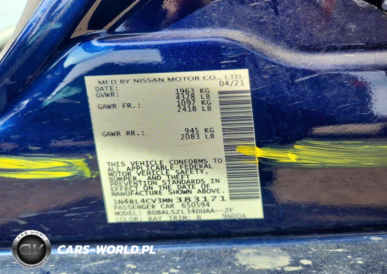 2021 Nissan Altima Sr VIN:1N4BL4CV3MN383171 - 13