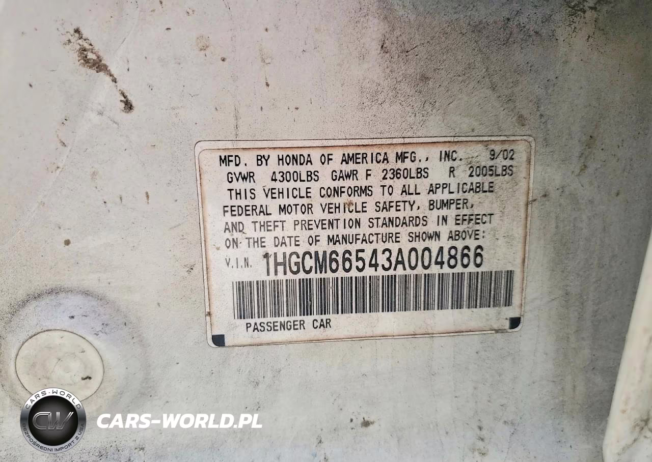 2003 Honda Accord Ex VIN:1HGCM66543A004866 - 12