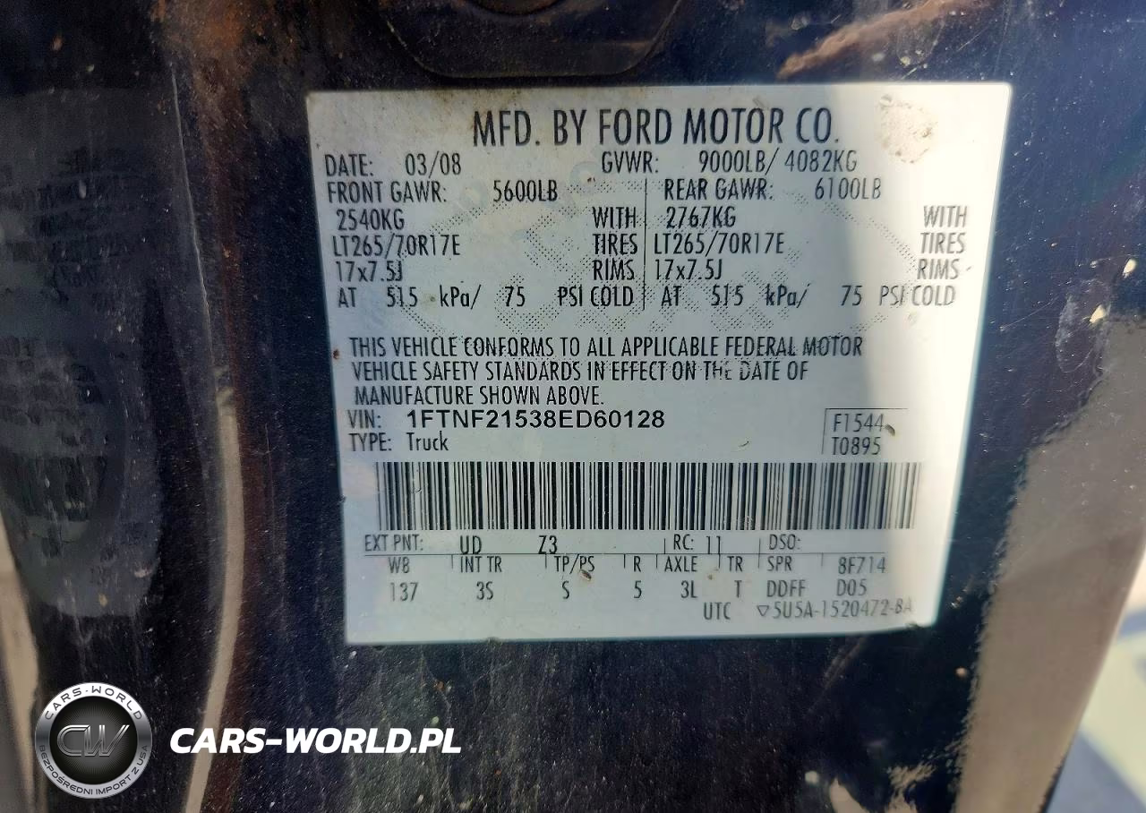 2008 Ford F250 Super Duty VIN:1FTNF21538ED60128 - 12