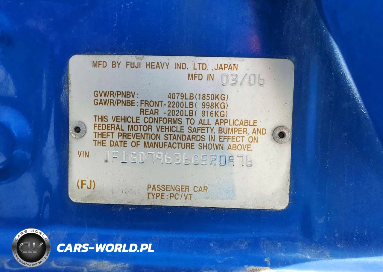 2006 Subaru Impreza Wrx VIN:JF1GD79636G520976 - 13