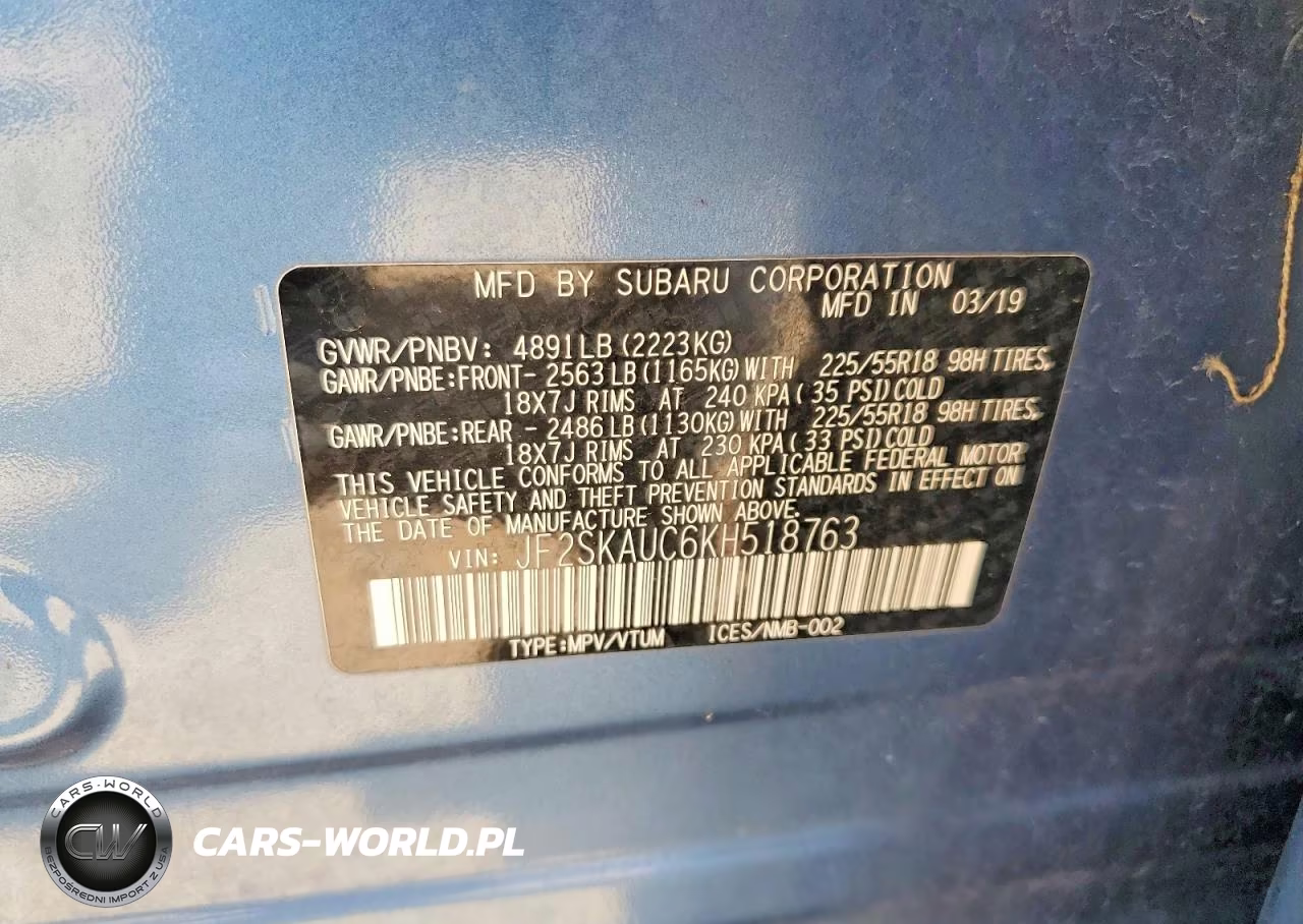 2019 Subaru Forester Limited VIN:JF2SKAUC6KH518763 - 12