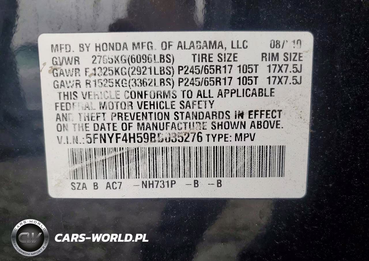2011 Honda Pilot Exl VIN:5FNYF4H59BB035276 - 13