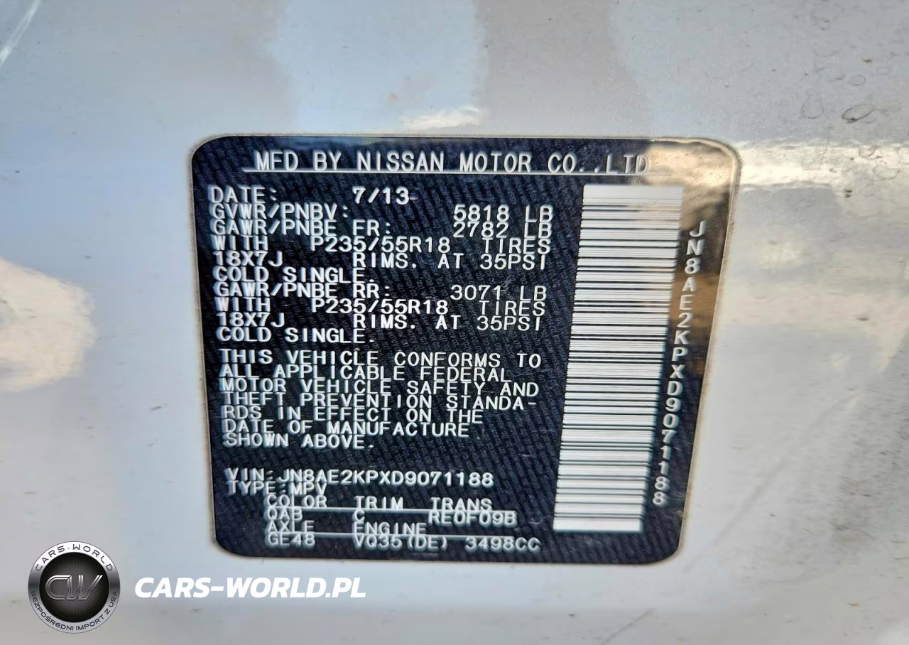 NISSAN QUEST S VIN:JN8AE2KPXD9071188 - 14