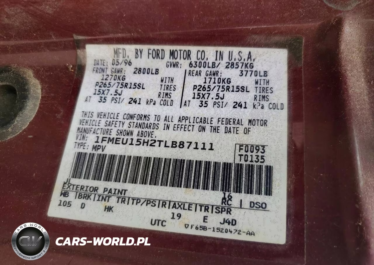 1996 Ford Bronco U100 VIN:1FMEU15H2TLB87111 - 13