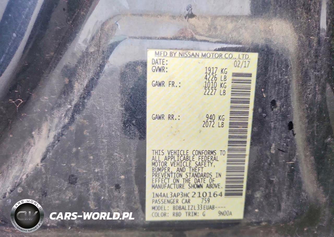2017 Nissan Altima 2.5 Sv VIN:1N4AL3AP3HC210164 - 12