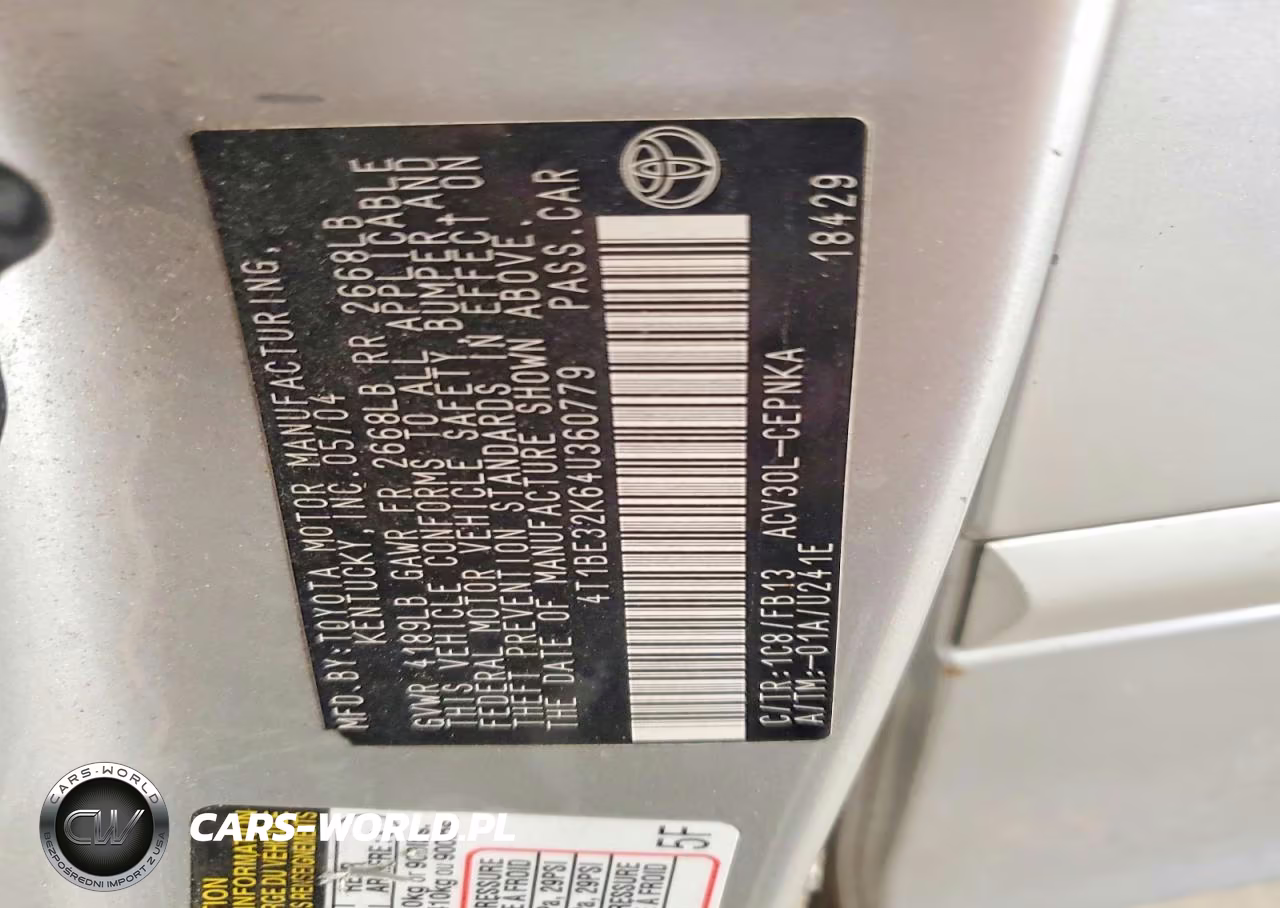 2004 Toyota Camry Le VIN:4T1BE32K64U360779 - 12