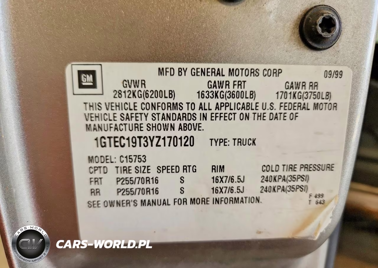 2000 GMC New Sierra C1500 VIN:1GTEC19T3YZ170120 - 12