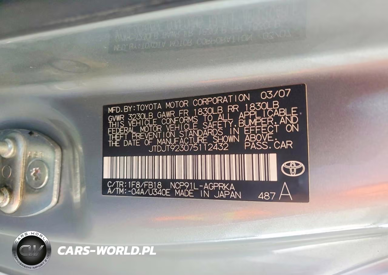 2007 Toyota Yaris Base VIN:JTDJT923075112432 - 13