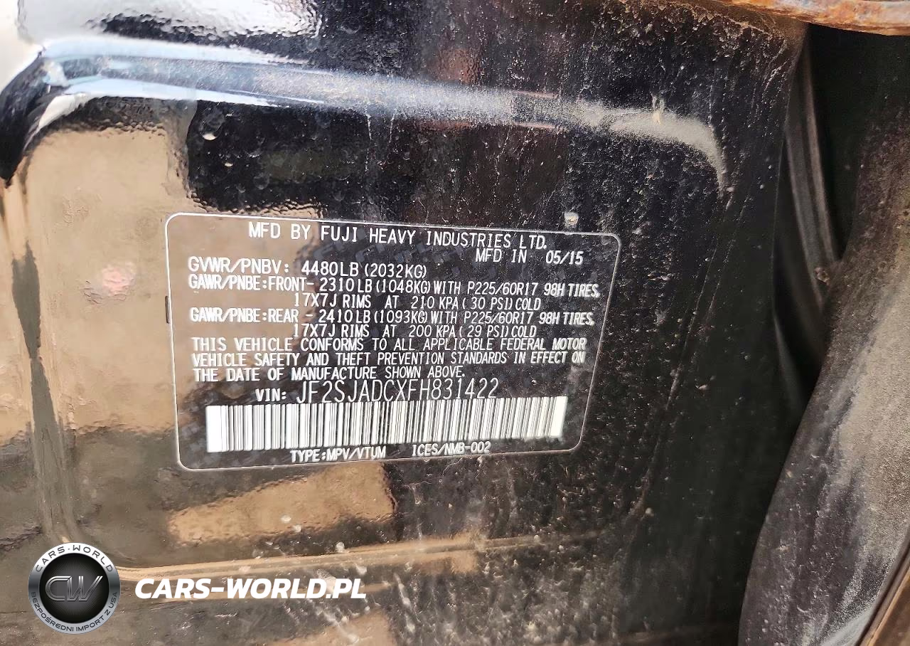 2015 Subaru Forester 2.5I Premium VIN:JF2SJADCXFH831422 - 12