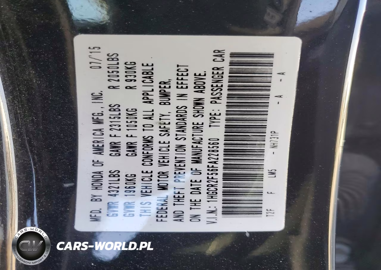 2015 Honda Accord Sport VIN:1HGCR2F56FA228560 - 12