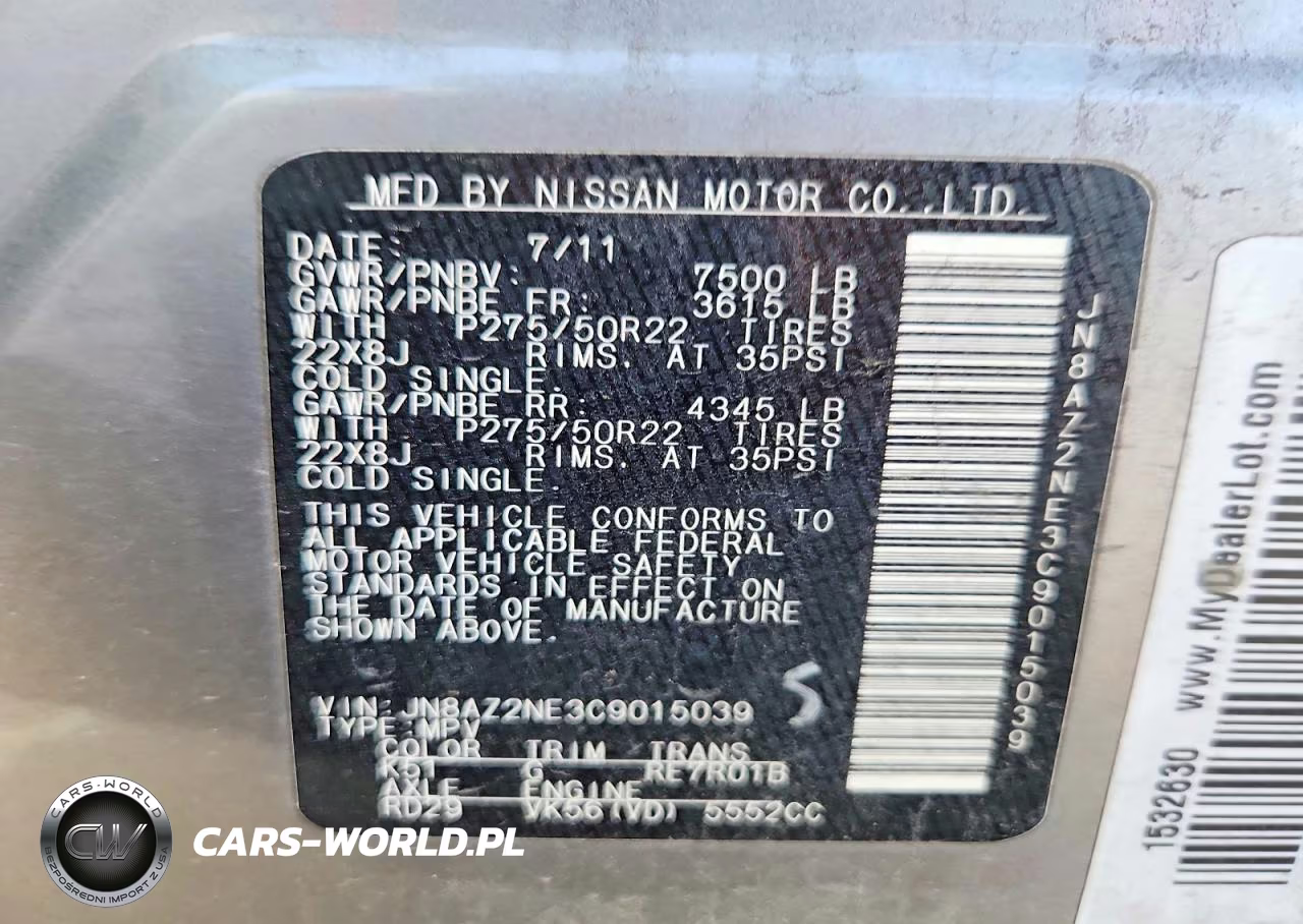 2012 Infiniti Qx56 Base VIN:JN8AZ2NE3C9015039 - 13