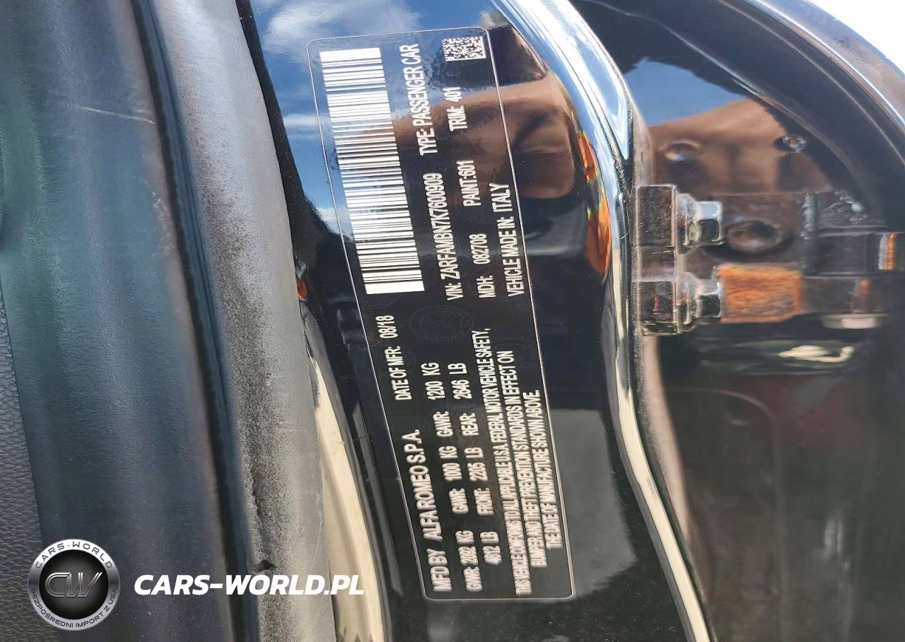 2019 Alfa Romeo Giulia Ti VIN:ZARFAMBN7K7600909 - 12