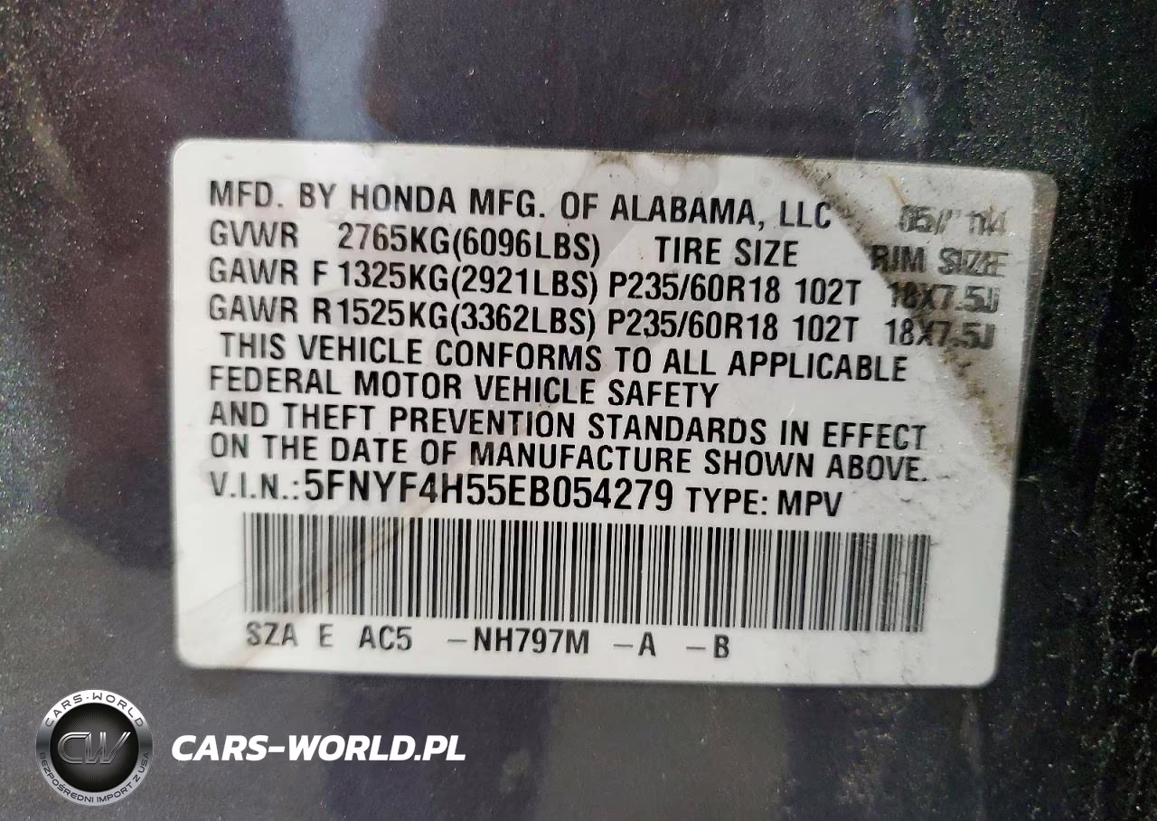 2014 Honda Pilot Exl VIN:5FNYF4H55EB054279 - 13