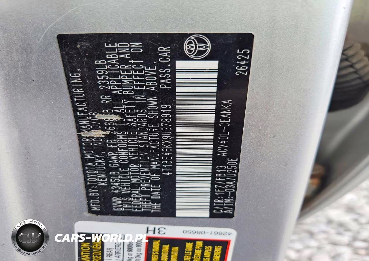 2009 Toyota Camry Le VIN:4T1BE46KX9U378919 - 12