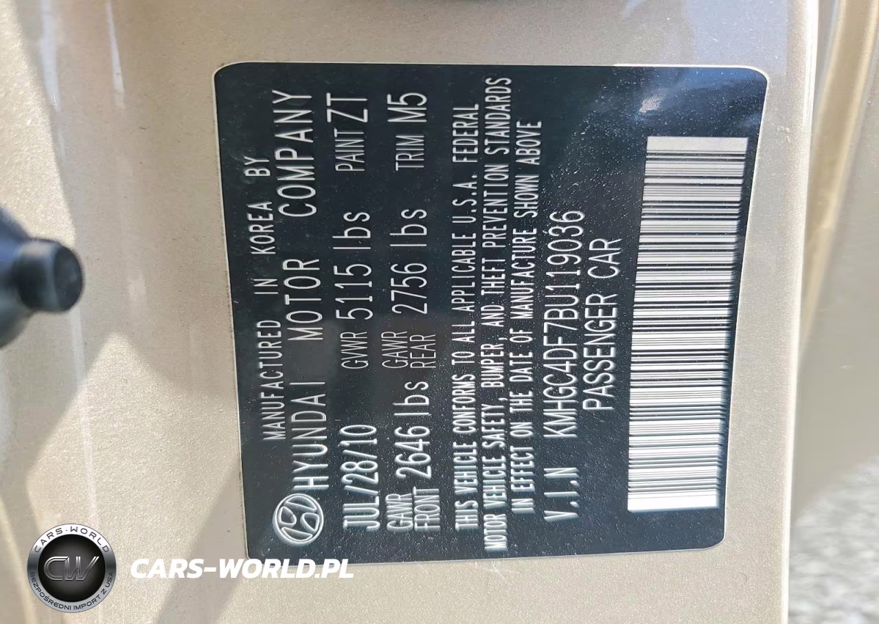 2011 Hyundai Genesis 4.6L VIN:KMHGC4DF7BU119036 - 12