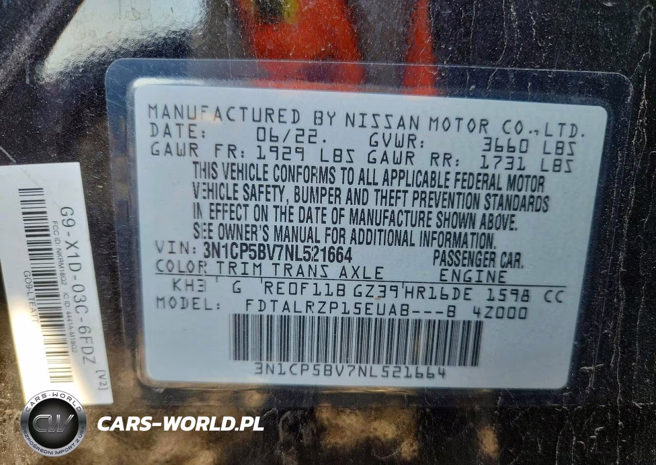 2022 Nissan Kicks S VIN:3N1CP5BV7NL521664 - 12