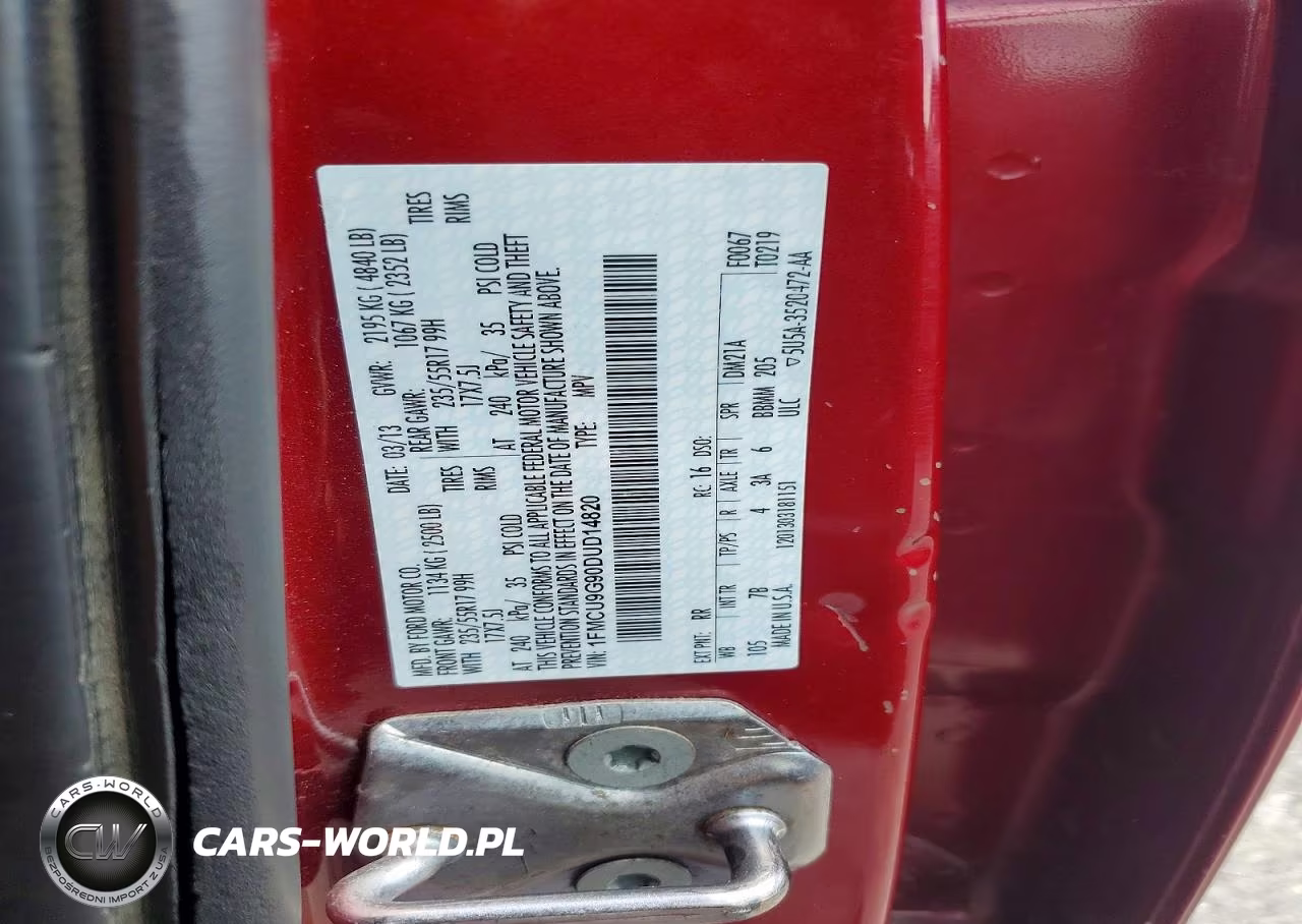 2013 Ford Escape Se VIN:1FMCU9G90DUD14820 - 13