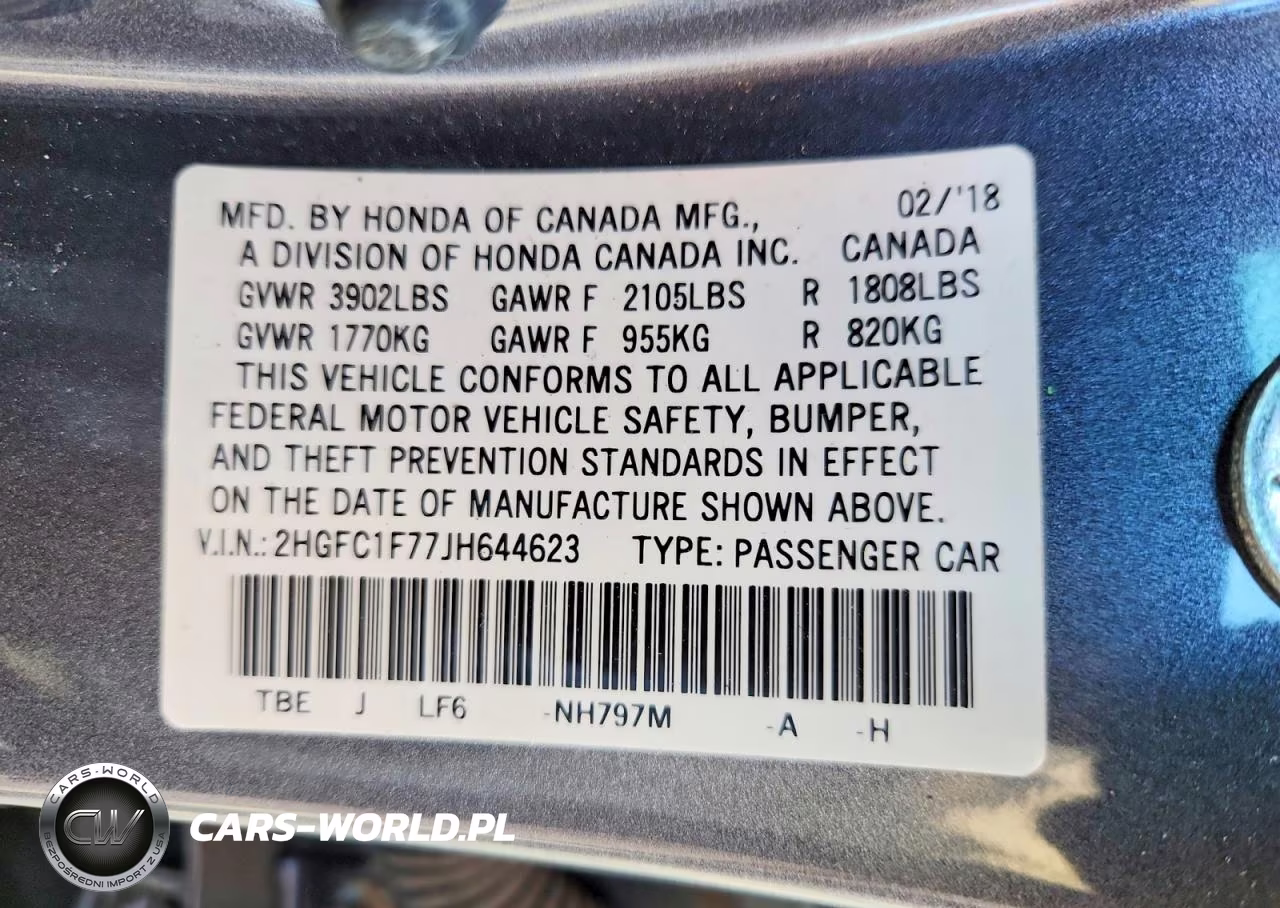 2018 Honda Civic Exl VIN:2HGFC1F77JH644623 - 12