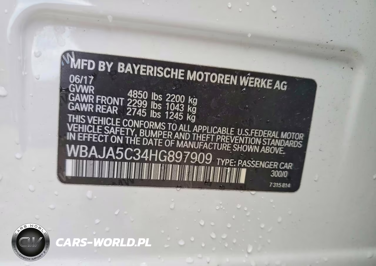 2017 BMW 530 I VIN:WBAJA5C34HG897909 - 12