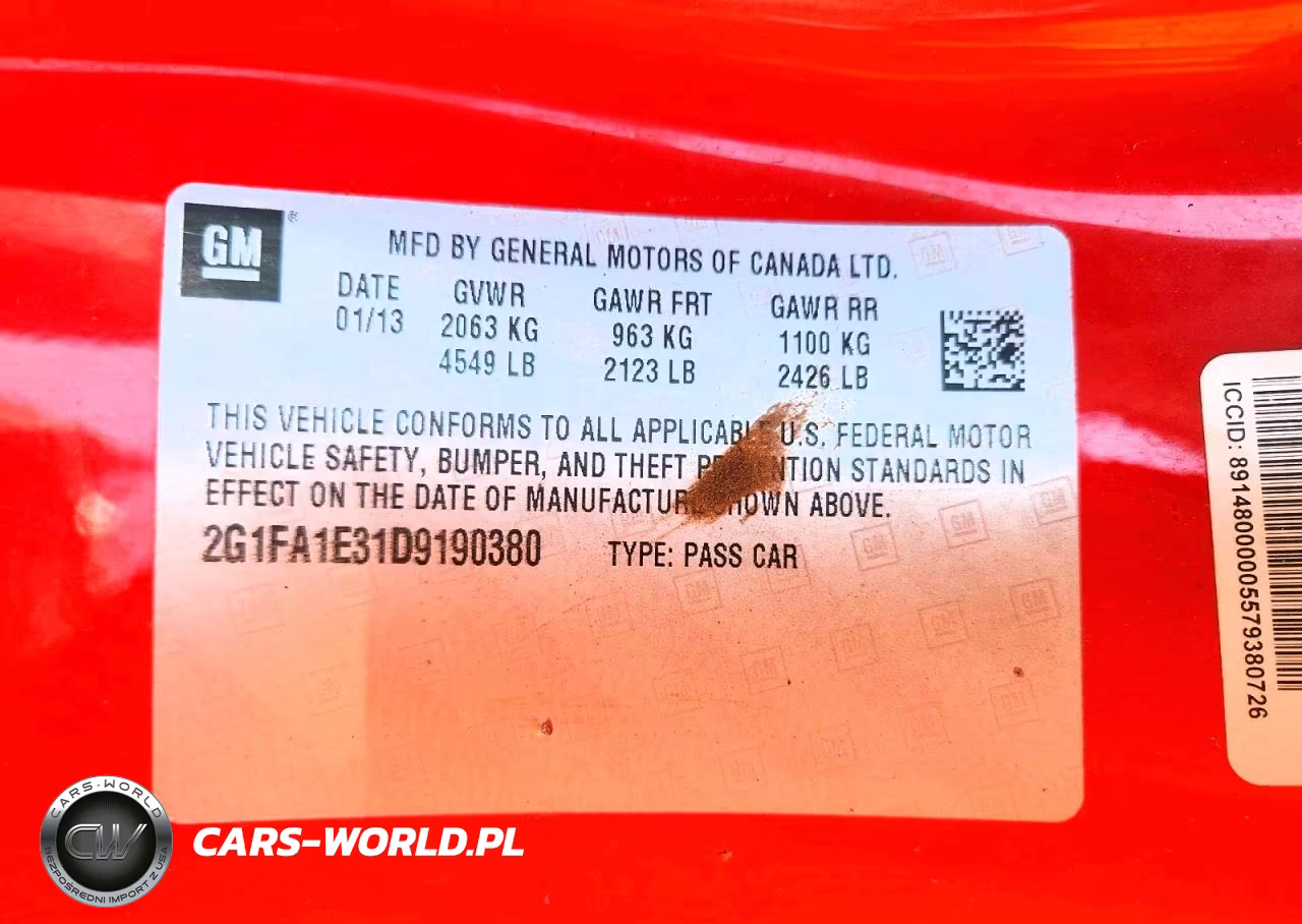 2013 Chevrolet Camaro Ls VIN:2G1FA1E31D9190380 - 12