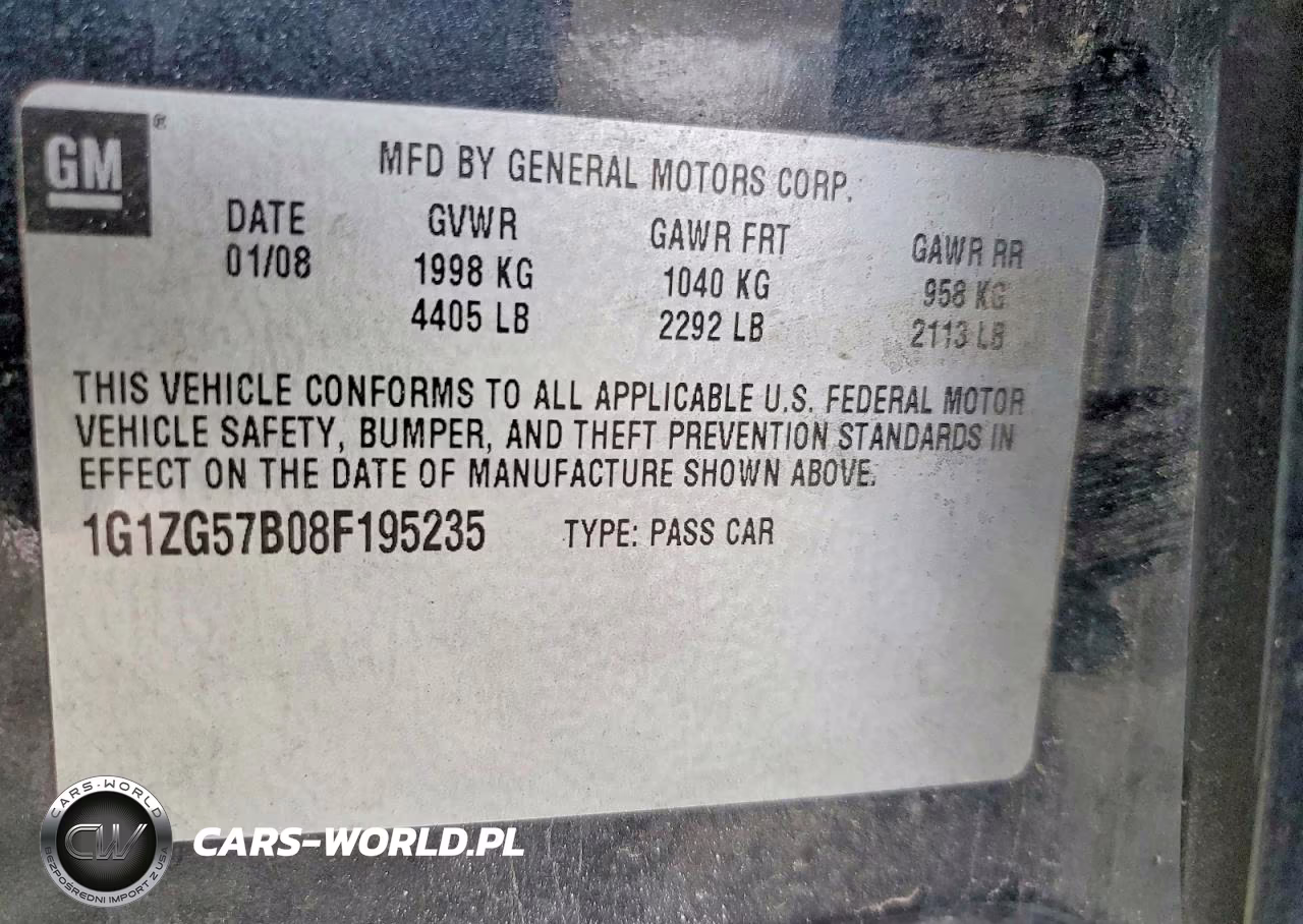 2008 Chev Malibu VIN:1G1ZG57B08F195235 - 12