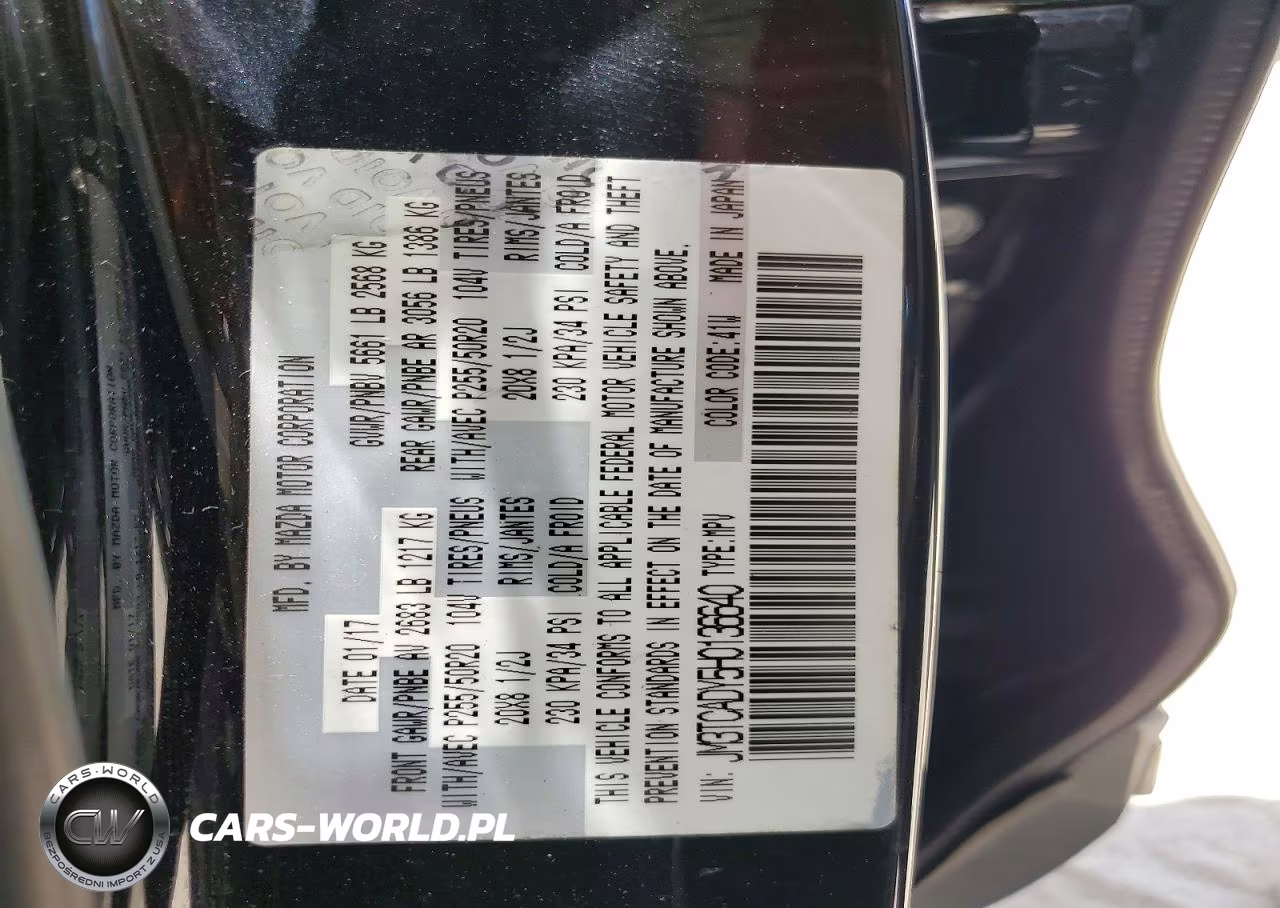 2017 Mazda Cx-9 Grand Touring VIN:JM3TCADY5H0136640 - 14