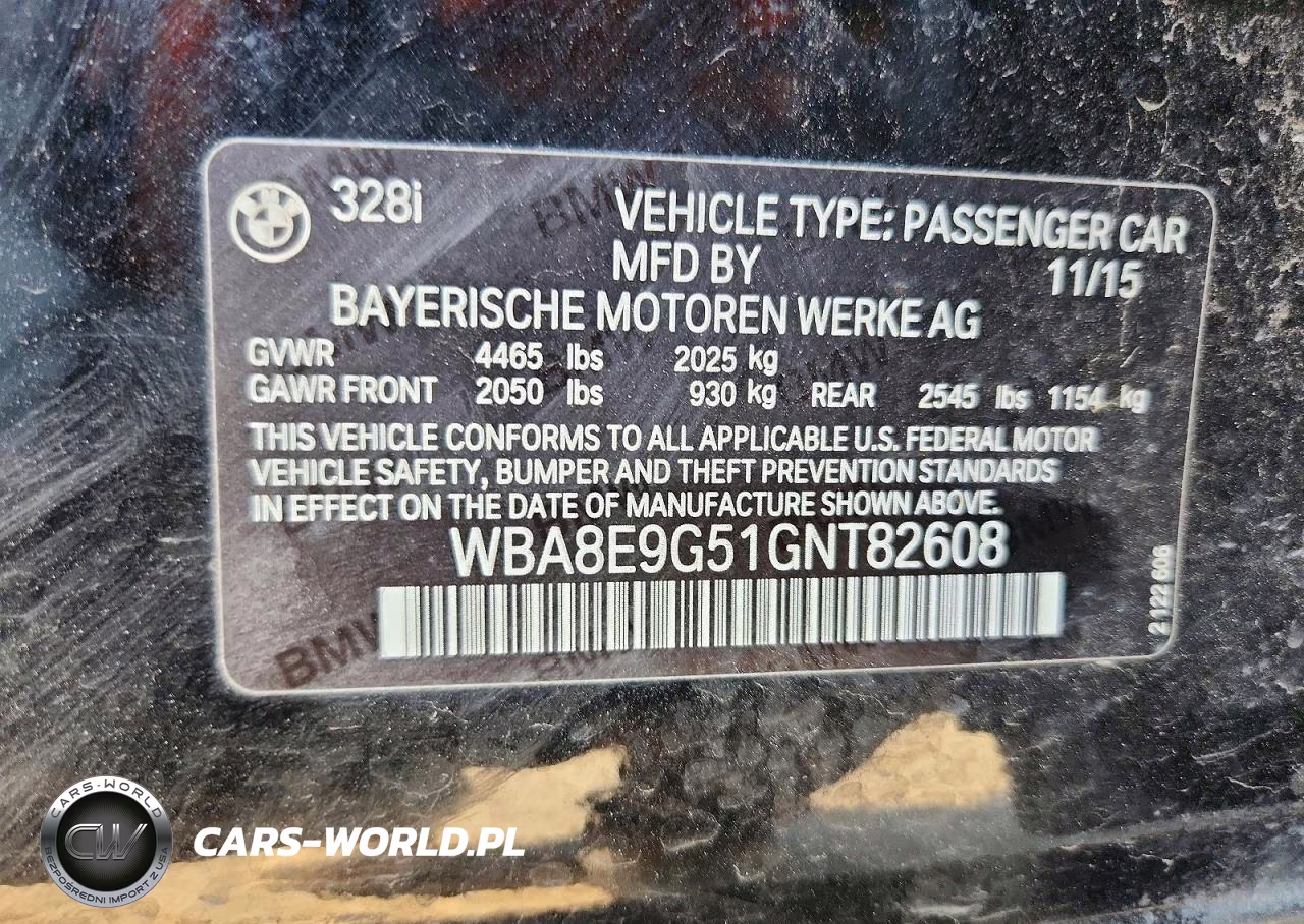2016 BMW 328 I Sulev VIN:WBA8E9G51GNT82608 - 12