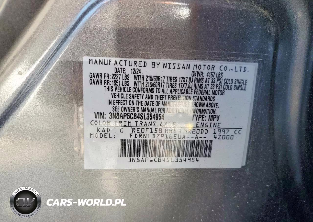 2025 Nissan Kicks Sv VIN:3N8AP6CB4SL354954 - 14