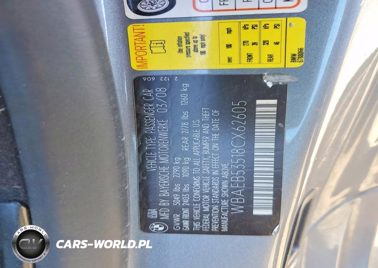 2008 BMW 650 I VIN:WBAEB53518CX62605 - 12